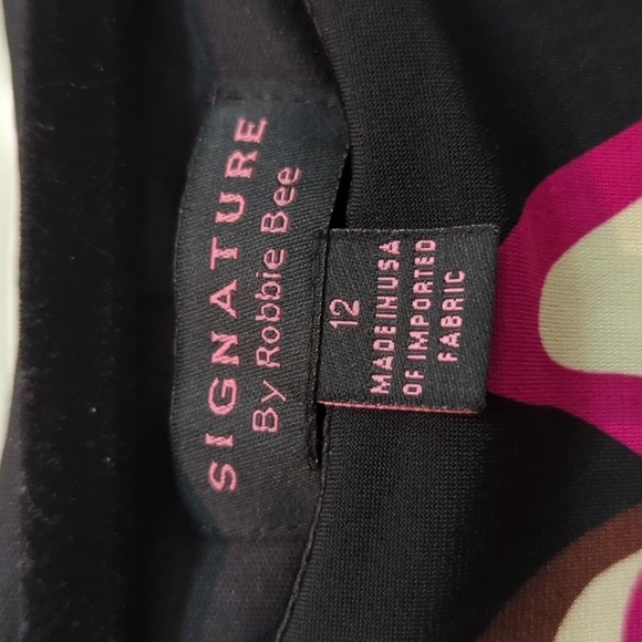 Signature by Robbie Bee Women's Lined Knee Length Floral Shift Dress Size 12 - Picture 4 of 7